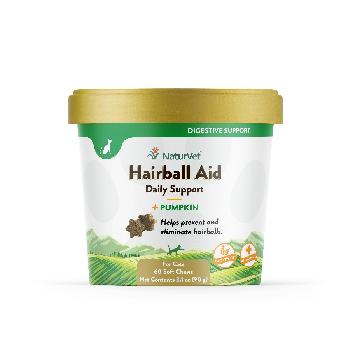 NaturVet Cat Hairball Aid Plus Pumpkin, 60 Soft Chews, 3.1 oz
